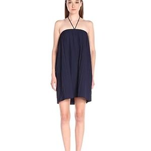 Lucca Couture Halter Chambray Linen Navy Blue Dress Size: Medium NWT